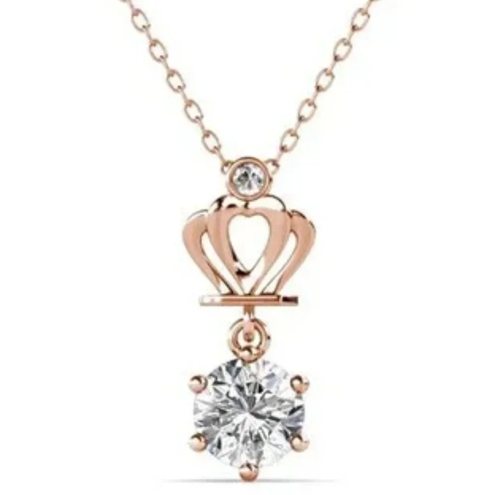 Certified 1ct. t.w. Moissanite Diamond Crown Necklace NEW - Picture 2 of 7